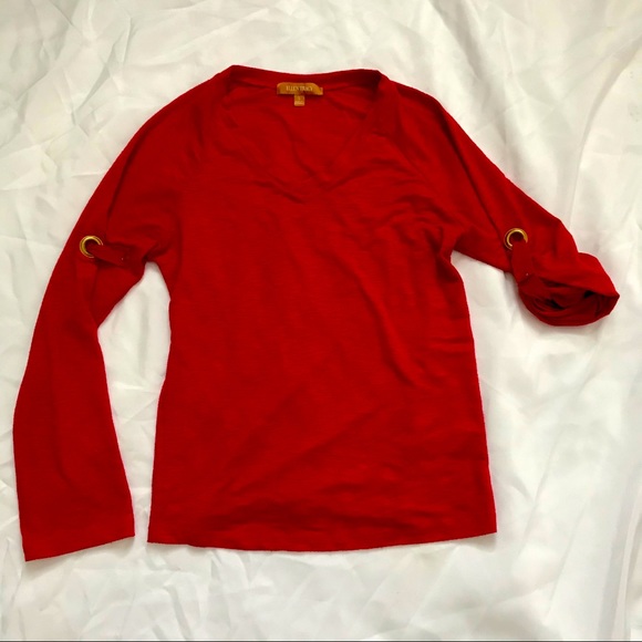 Long sleeve scoop neck adjustable sleeve top - Picture 1 of 2